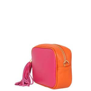 MSH Fuchsia & Orange Italian Leather Camera Bag